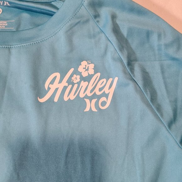 Hurley Blue Long Sleeve Rash Guard Size 10/12 UPF 50+ Swim Sun Protection Tee - Picture 6 of 8